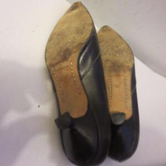 WOMENS LAMBERTSON TRUEX BLACK LEATHER KITTEN HEEL PUMPS SIZE 35US/5 * - Picture 7 of 8